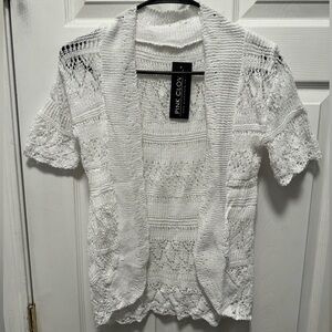 Pink‎ Clove Women's Crochet Knit Open Bolero, Short Sleeve Shrug, Size M,…